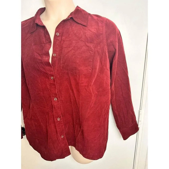 Corduroy Burgundy button up layering top shacket size 14W #0816 - Picture 4 of 8